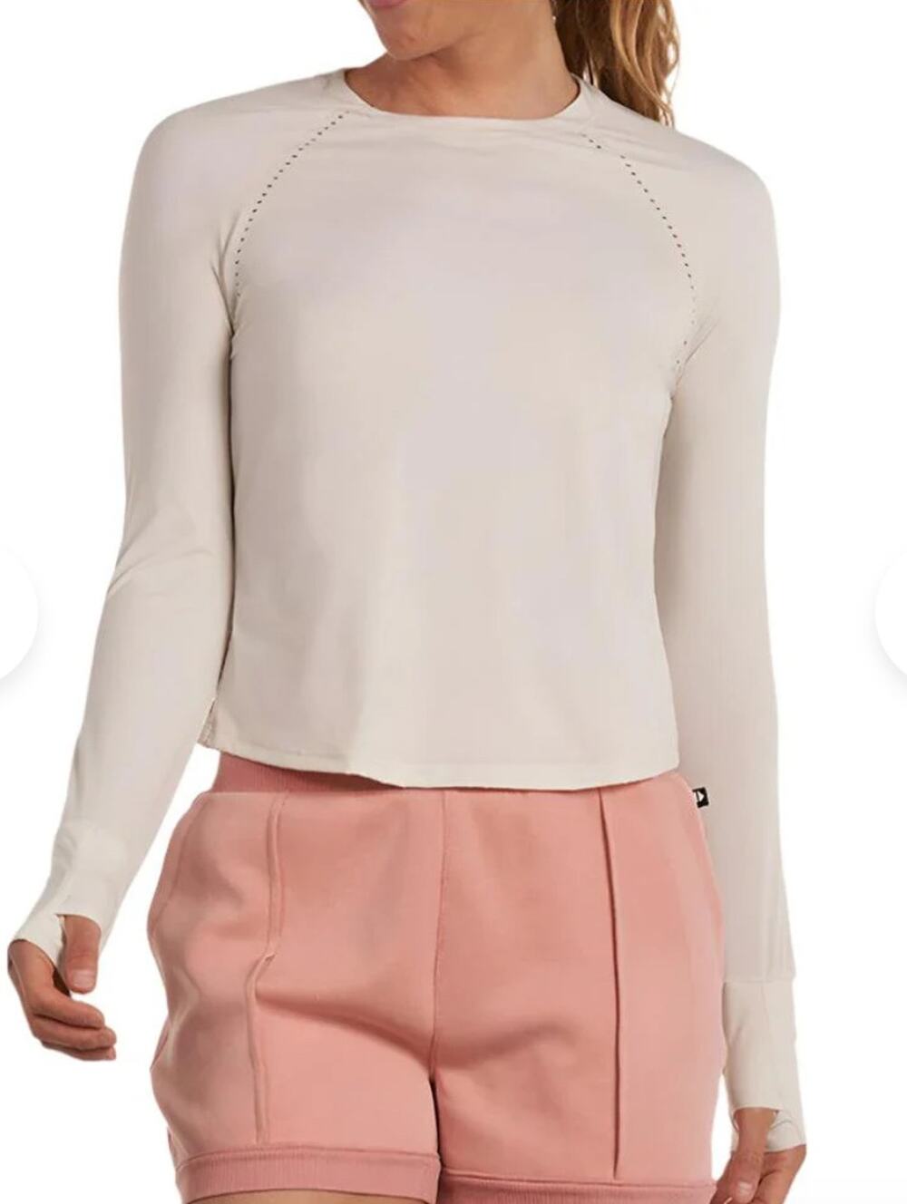 Thrive Société Moments Long Sleeve Tech Tennis Top Chalk NEW Size XL